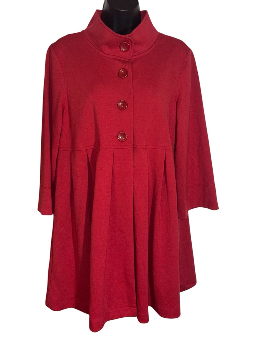 Du Jour Swing Blazer Empire Waist Mock Neck Bracelet Sleeves Pleated Women’s Med